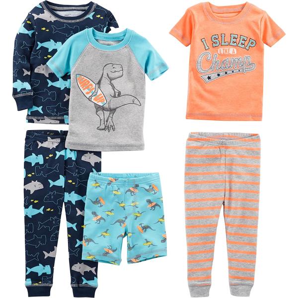 Simple Joys by Carter's Babies, Toddlers, and Boys' 6-Piece Snug-Fit Cotton Pajama Set