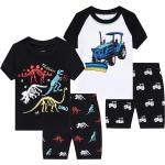 Benaive Pajamas for Boys, Pjs for Boy Cotton Summer Pajama, 4-Piece Children Shorts Set