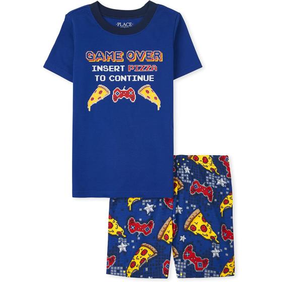 The Children's Place Boys Sleeve Top and Shorts Snug Fit 100% Cotton 2 Piece Pajama Sets