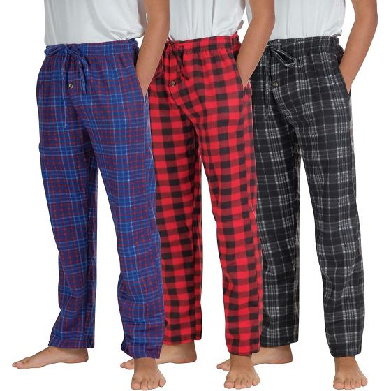 Real Essentials 3 Pack Boys Pajama Pants Super Soft Fleece PJ Lounge Bottoms for Kids