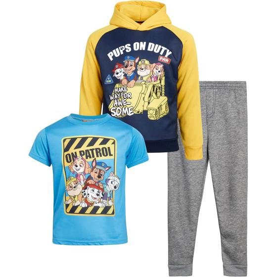 Nickelodeon Boys' 3 Piece Sweatsuit Set – Jogger Pants, Zip Up Hoodie Sweatshirt, and T Shirt (2T-7)