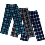 Mad Dog Concepts 3-Pack Boys Pajama Pants Soft Micro Fleece PJ Bottom - Printed Plaid Flannel Lounge Pants for Kids