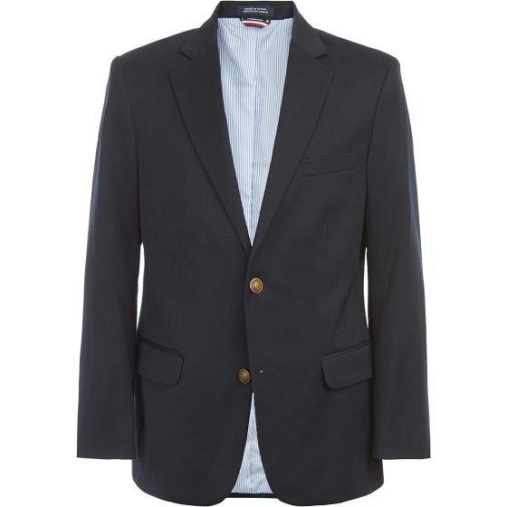 Tommy Hilfiger Boys' Alexander Blazer, Single Breasted with Pocket Square, Solid Color with Stripe Lining