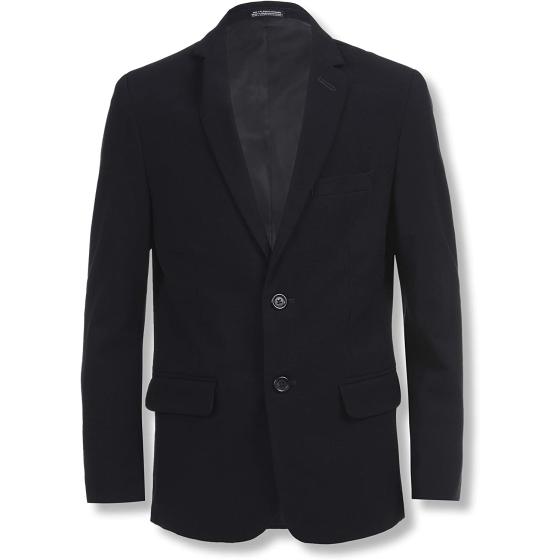 Calvin Klein Boys' Bi-Stretch Blazer Suit Jacket, 2-Button Single Breasted Closure, Buttoned Cuffs & Front Flap Pockets