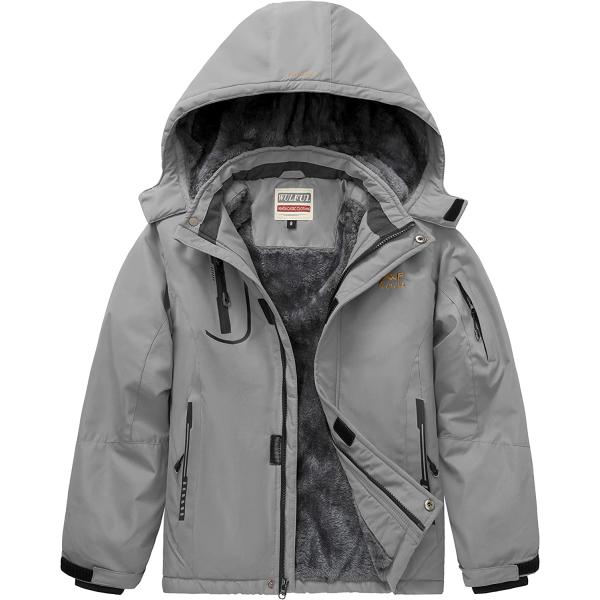 WULFUL Boy's Waterproof Ski Jacket Warm Fleece Hooded Winter Snow Coat