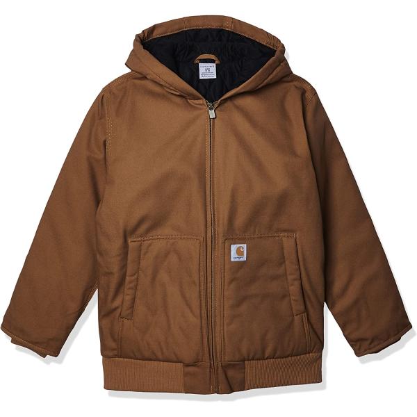 Carhartt Boys' Zip Front Flannel Quilt Lined Hooded Active Jac