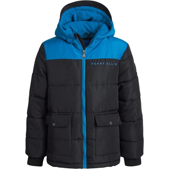Perry Ellis Boys' Winter Coat - Fleece Lined Bubble Puffer Windbreaker Coat (Size: 4-20)