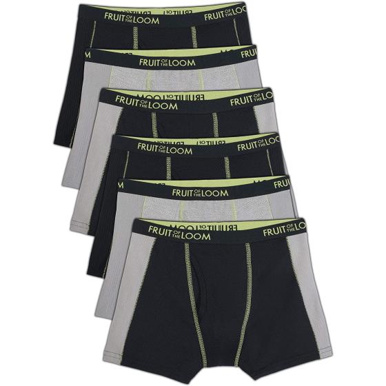 Fruit of the Loom Boys' Micro Mesh with Side Flex Zones Boxer Briefs 6 Pack