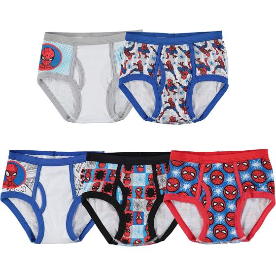 Spiderman Boys' 5 8-pk 100% Cotton Briefs in Sizes 4, 6, and 10