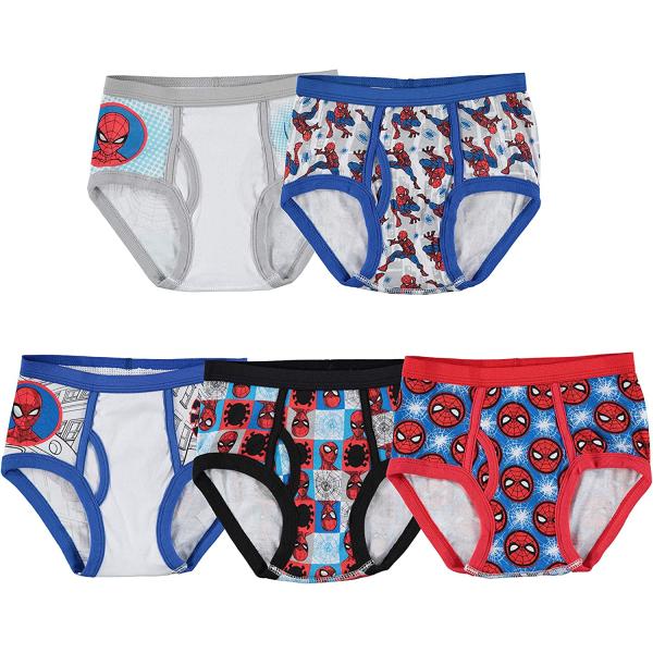 Spiderman Boys' 5 8-pk 100% Cotton Briefs in Sizes 4, 6, and 10