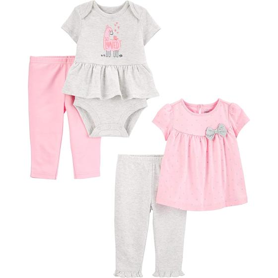 Simple Joys by Carter's Baby Girls' 4-Piece Bodysuit and Pant Set