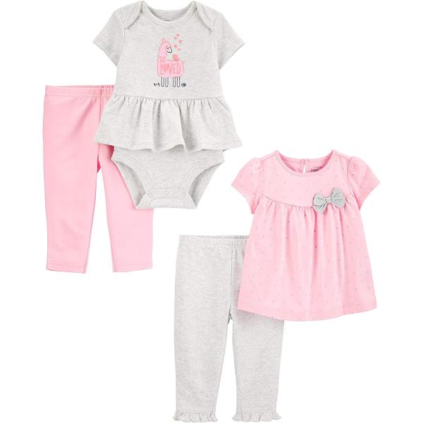 Simple Joys by Carter's Baby Girls' 4-Piece Bodysuit and Pant Set