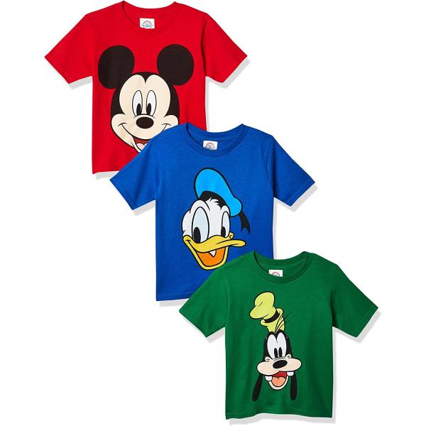 Disney Boys' Toddler Mickey, Goofy, Donald 3-Pack T-Shirts