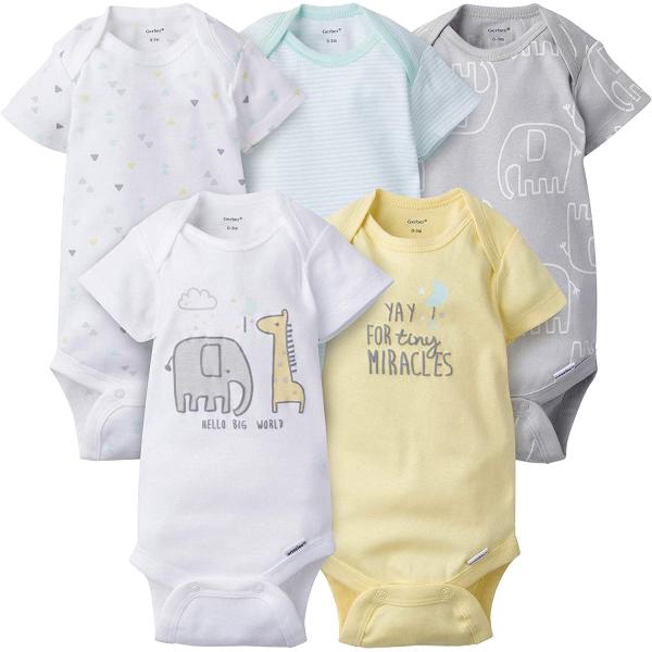 Gerber Baby Boys' 5-Pack Short-Sleeve Onesies