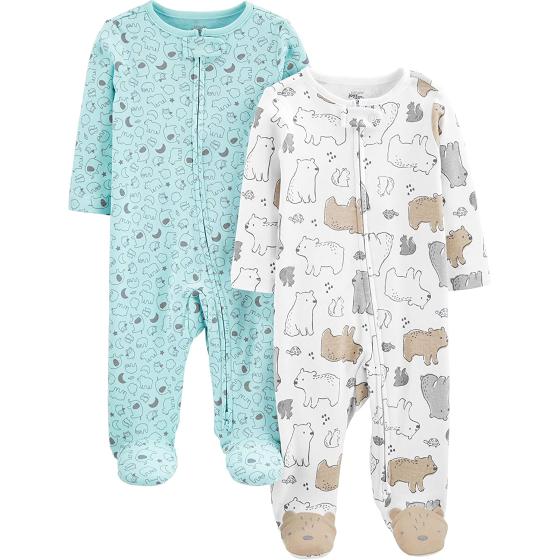 Simple Joys by Carter's Unisex Babies' Cotton Footed Sleep and Play, Pack of 2
