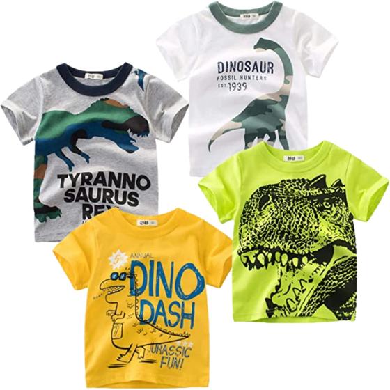 HZXVic Boys Long Sleeve Shirts Toddler T-Shirts Cotton Kids Crewneck Tops Graphic Tee 3-Pack