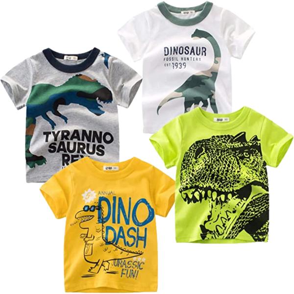 HZXVic Boys Long Sleeve Shirts Toddler T-Shirts Cotton Kids Crewneck Tops Graphic Tee 3-Pack