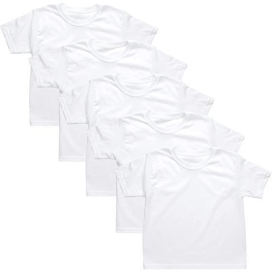 Hanes Toddler Boys' T-shirts, Toddler Boys' Undershirts, White T-Shirts for Babies, Toddler Boys' Crew Tees, 5-Pack