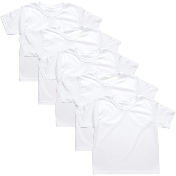 Hanes Toddler Boys' T-shirts, Toddler Boys' Undershirts, White T-Shirts for Babies, Toddler Boys' Crew Tees, 5-Pack