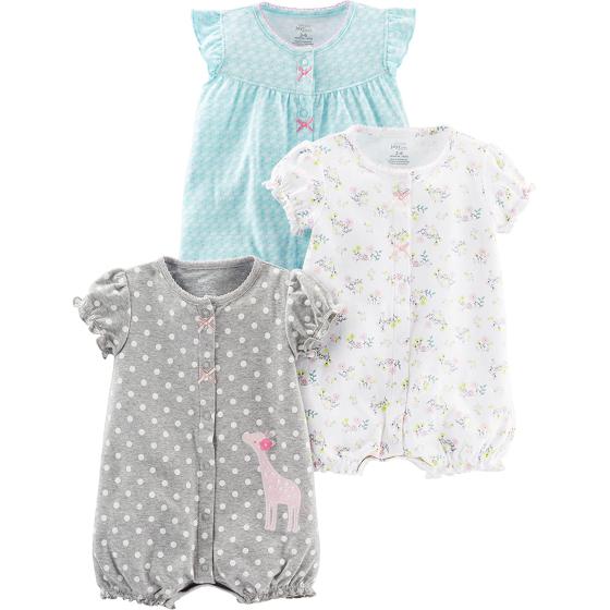 Simple Joys by Carter's Baby Girls' Snap-Up Rompers, Pack of 3
