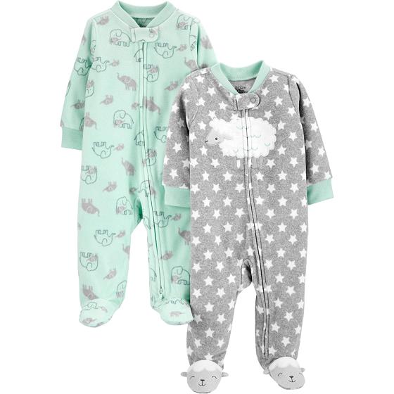 Simple Joys by Carter's Unisex Babies' Fleece Footed Sleep and Play, Pack of 2