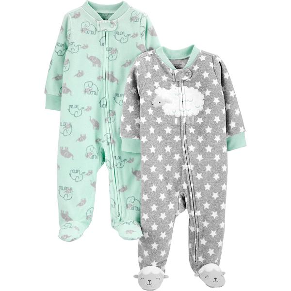 Simple Joys by Carter's Unisex Babies' Fleece Footed Sleep and Play, Pack of 2