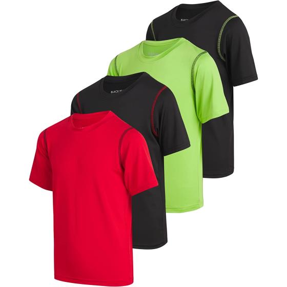 Black Bear Boys’ Athletic T-Shirt – 4 Pack Active Performance Dry-Fit Sports Tee (4-18)
