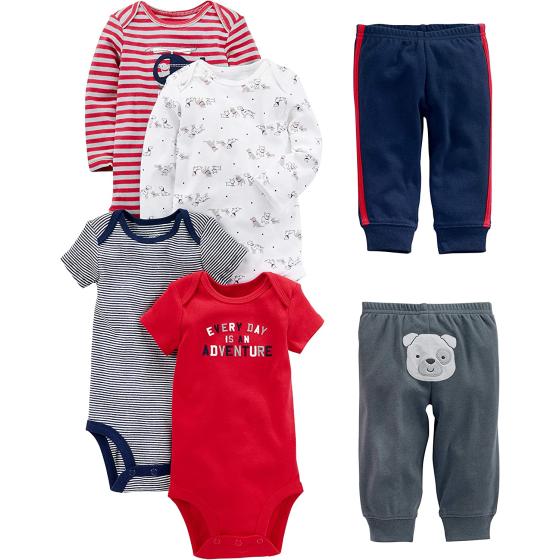 Simple Joys by Carter's Baby Boys' 6-Piece Bodysuits (Short and Long Sleeve) and Pants Set