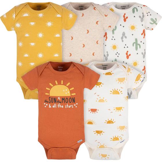 Gerber Unisex Baby 5-Pack Short Sleeve Variety Onesies Bodysuits Southwest 0-3 Months