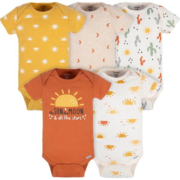 Gerber Unisex Baby 5-Pack Short Sleeve Variety Onesies Bodysuits Southwest 0-3 Months