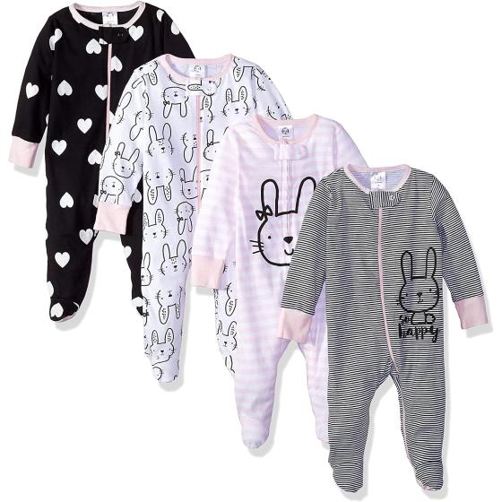 Gerber Baby Girls' 4 Pack Sleep 'N Play Footie