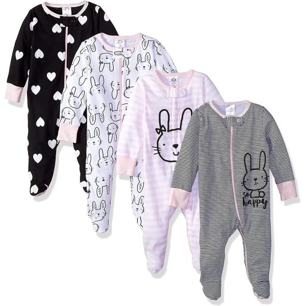 Gerber Baby Girls' 4 Pack Sleep 'N Play Footie