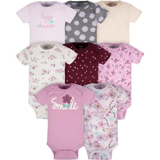 Gerber baby-girls 8-pack Short Sleeve Onesies Bodysuits