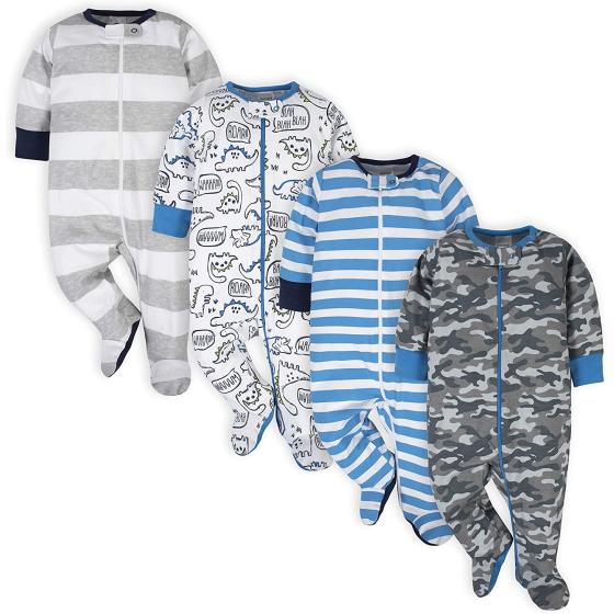 Onesies Brand baby-boys 4-pack Sleep 'N Play Footies