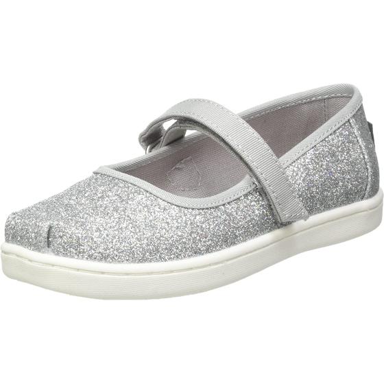 TOMS Silver Iridescent Glimmer Tiny Mary Jane Flat 10011521