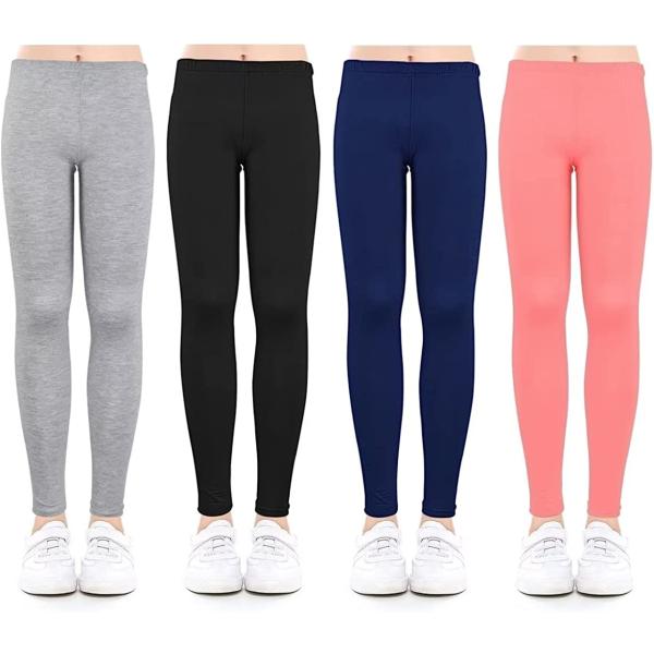slaixiu 4 Pack Leggings for Girls Soft Comfortable Leggings for Kids in 3t to 12 Years Ankle Length Girls Printed Leggings