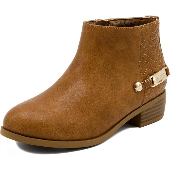 Nautica Kids Girls Ankle Bootie With Side Buckle and Zipper, Dress Boot -Youth Toddler (Little/Big Kids)
