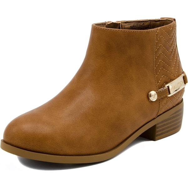 Nautica Kids Girls Ankle Bootie With Side Buckle and Zipper, Dress Boot -Youth Toddler (Little/Big Kids)