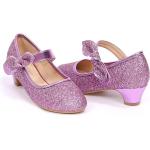 ADAMUMU Girls Dress Shoes Princess High Heel Mary Jane Glitter Shoes in Wedding Party for Toddler Little Big Girl with Bowknot Flower Velcro