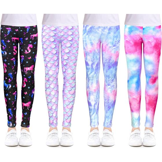 ZukoCert Girls Leggings Multipack Soft Comfortable Pants for Girls in 4-12 Years Girls Athletic Leggings
