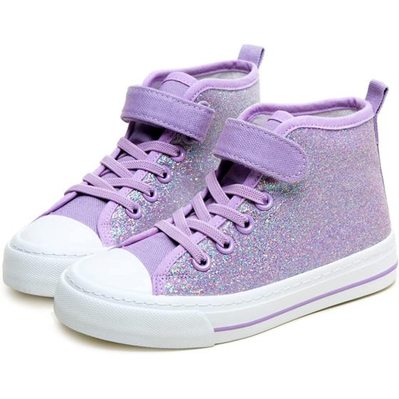 Toandon Sparkle Color Change Flipping Sequins High Top Casual Canvas Shoes for Kids
