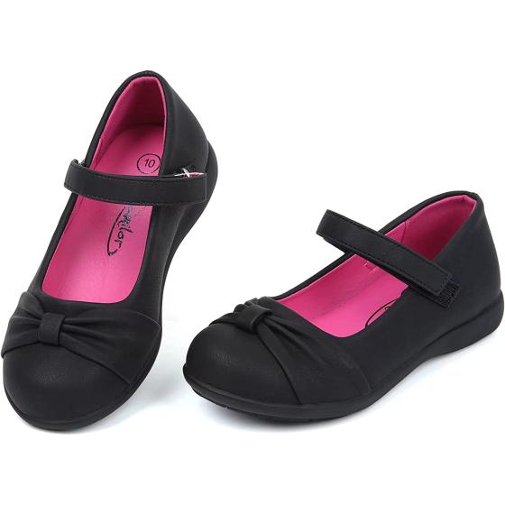 Samilor Girl Shoes Mary Jane Shoes for Toddler Girls Flats Comfortable School Uniform Shoes for Little Kid Cute Bowknot Girls Strap Dress Shoes