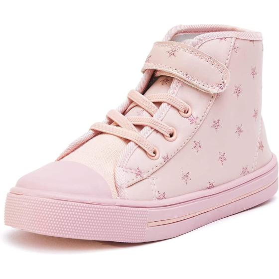 K KomForme Toddler Boys and Girls Sneakers Canvas High Top Sneakers Kids Walking Shoes