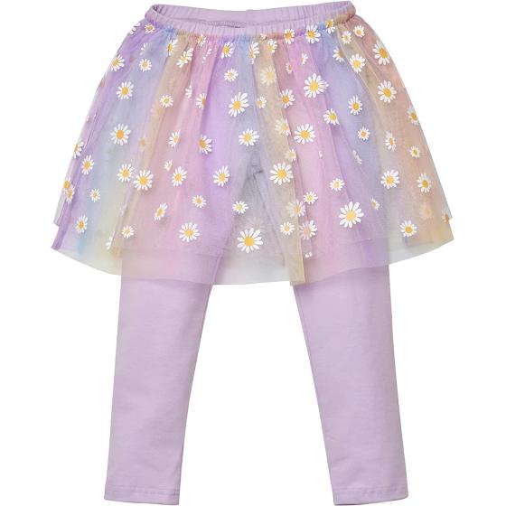 CHATTER CARROT Toddler & Little Girl's Mesh Laced Ruffle Leggings Cotton Casual Tutu Pants