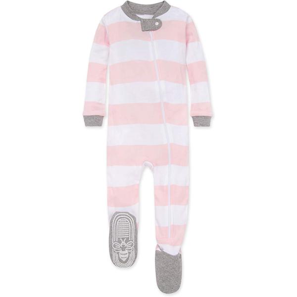 Burt's Bees Baby Baby Girls Sleeper Pajamas, Zip Front Non-Slip Footed Sleeper PJs, 100% Organic Cotton