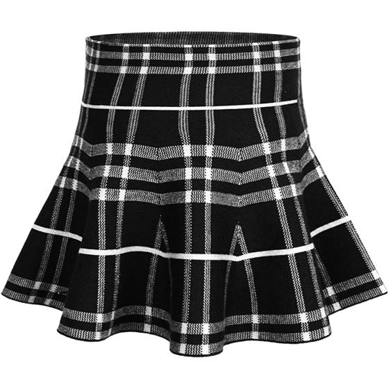 storeofbaby Little Big Girls High Waist Knitted Flared Pleated Skater Skirt Casual