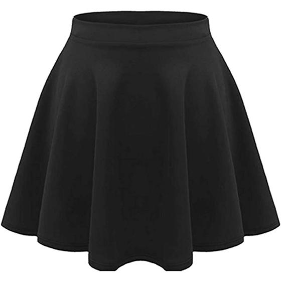 Loxdonz Girls Kids Casual Mini Stretch Waist Flared Plain Pleated Skater Skirt