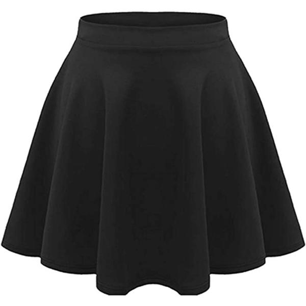 Loxdonz Girls Kids Casual Mini Stretch Waist Flared Plain Pleated Skater Skirt
