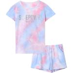Beezizac Girls Pajamas 100% Quality Cotton Kids Sleepover Matching Tie Dye PJS Set Summer Tee Shirt Loungewear Size 4T - 18