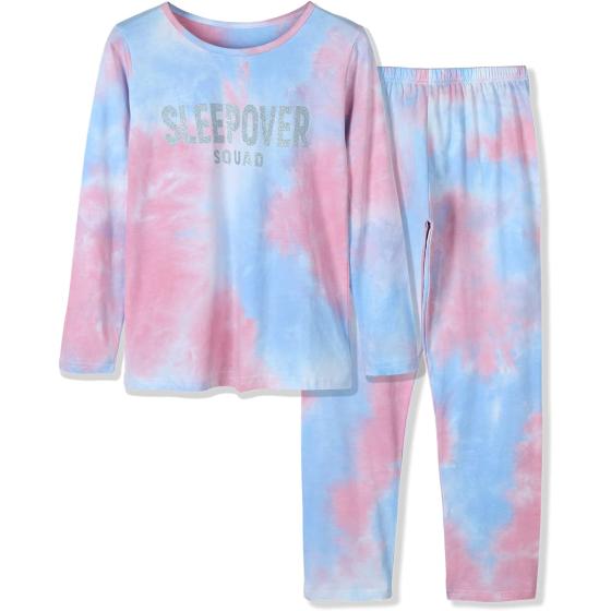 Pajamas for Girls 100% Cotton Tie dye Unicorn Mermaid Sleepover PJ Set Size 6-18